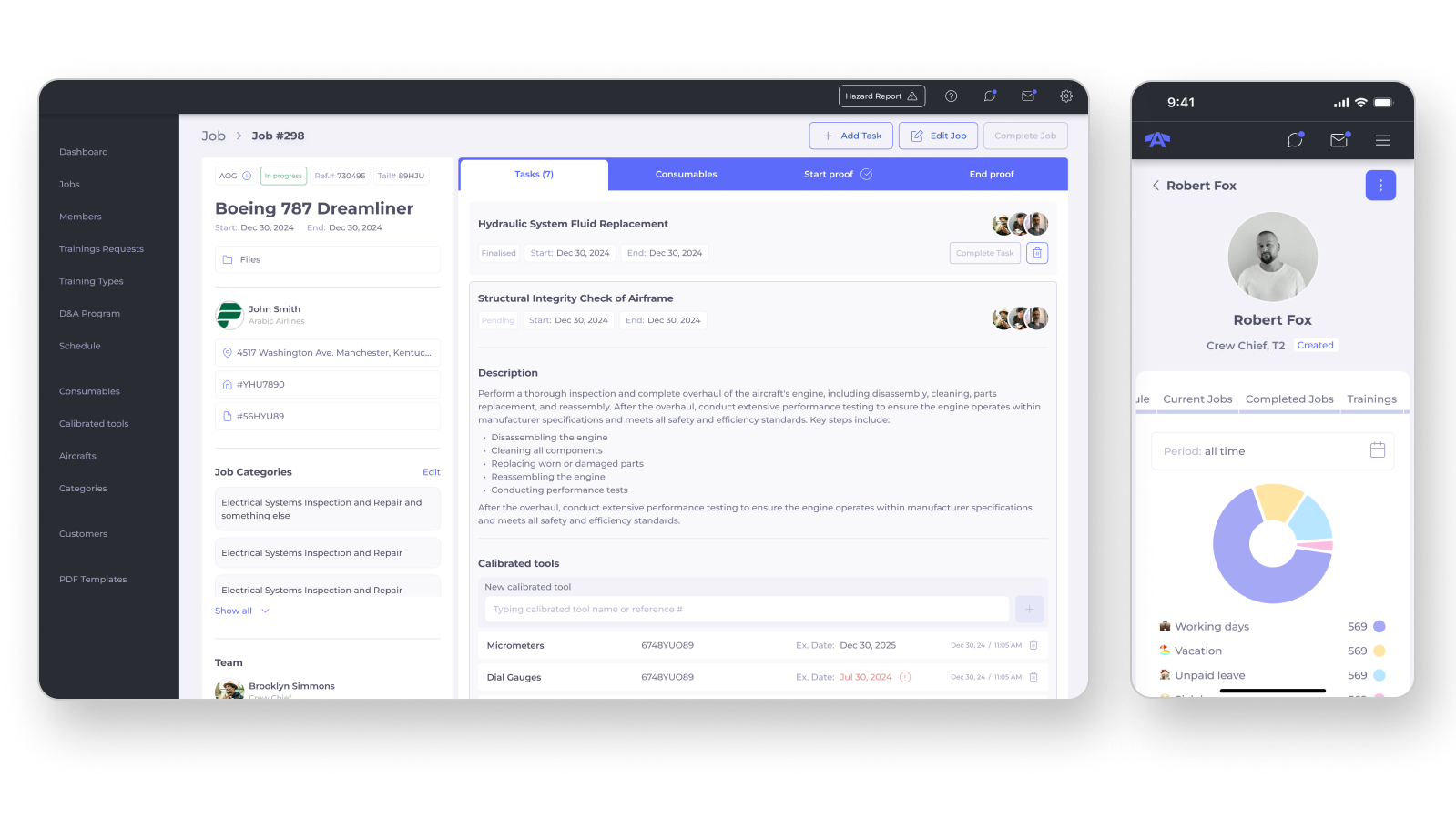 Custom ERP system for US aircraft service company
