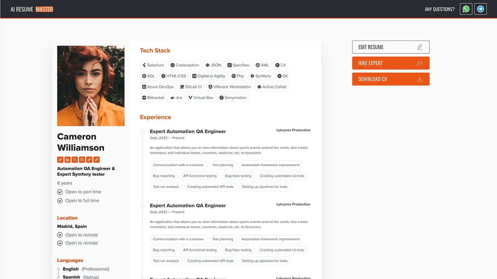 AI Resume Master: Resume Builder with AI Integration