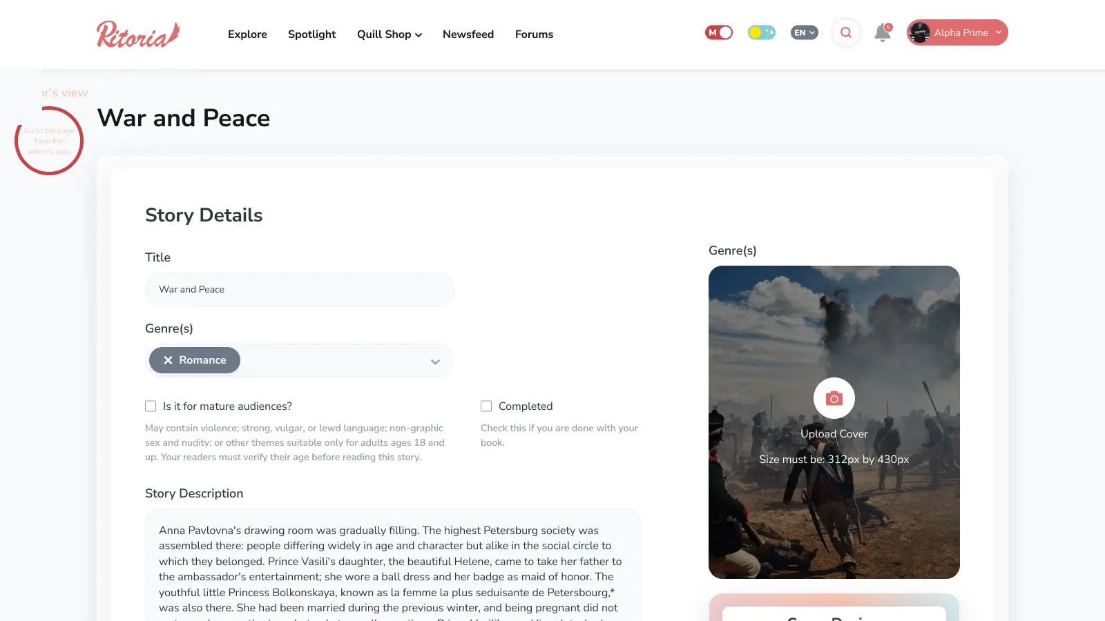 Ritoria: Social Self-Publishing Platform with Creator Monetization