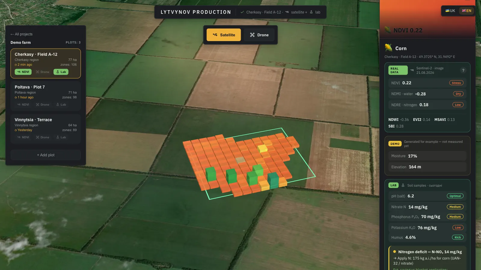 Autonomous Drone Swarm for Precision Farming: Fleet Control, Satellite Analytics & Field Ops