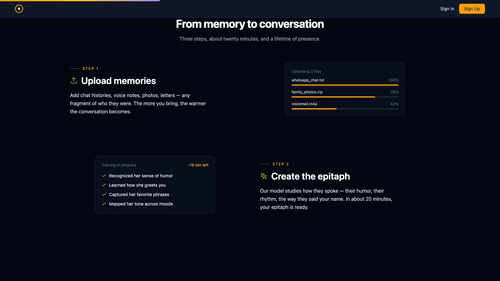 AI Grief Companion: Chat History Ingestion, LoRA Persona Training & RAG Memory