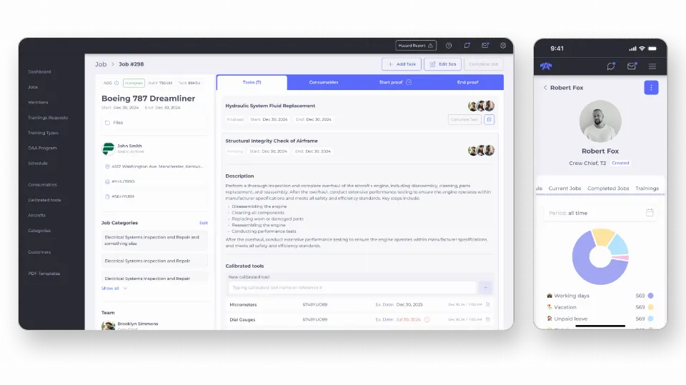 Custom ERP system for US aircraft service company