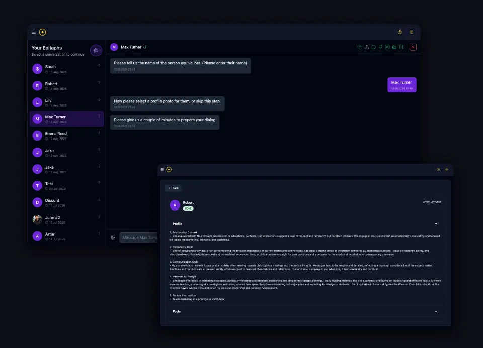 AI Grief Companion: Chat History Ingestion, LoRA Persona Training & RAG Memory